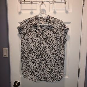 Loft Cap Sleeve Leopard Print Blouse